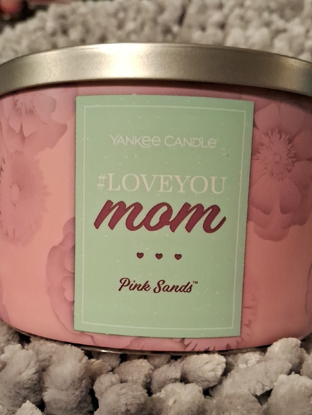 Yankee Candle Pink and Mint "#LOVEYOU Mom" Decorative Jar
